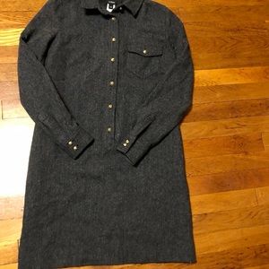 J Crew herringbone wool Shirt Dress with pockets
